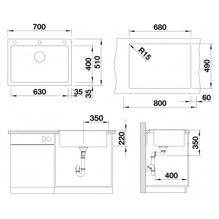 Kuchyňský dřez Blanco Pleon 8 Bílá soft