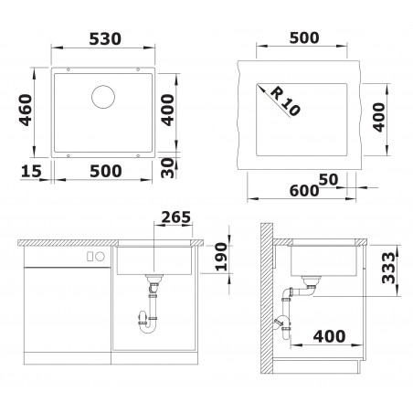 Kuchyňský dřez Blanco Rotan 500-U Šedá vulkán