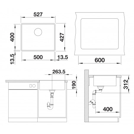 Kuchyňský dřez Blanco Subline 500-F Bílá soft
