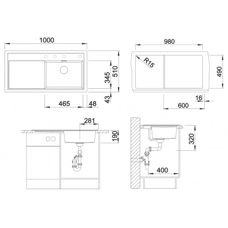 Kuchyňský dřez Blanco Zenar XL 6 S Bílá soft, levý, s excentrem