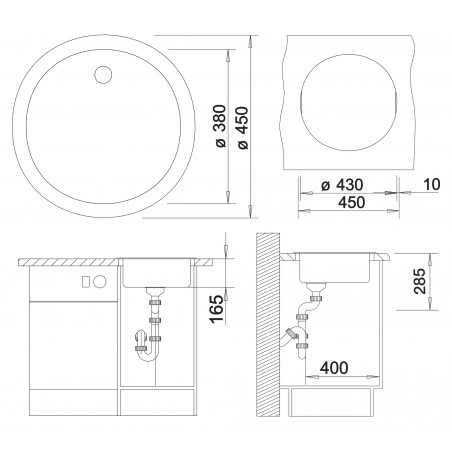Kuchyňský dřez Blanco Rondo 45 Šedá vulkán