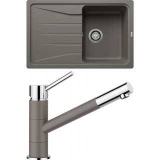 Set Blanco 08-C 25 (dřez Sona 45 S Šedá vulkán + baterie Kano Šedá vulkán)