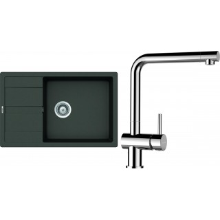 Set Schock S19-10 (dřez Manhattan D-100LS Asphalt + baterie Epos Chrom)