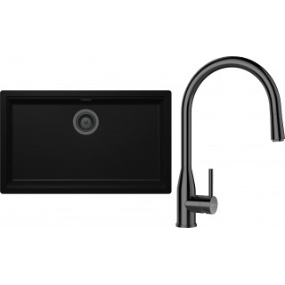 Set Schock S29-10 (dřez Kiruna N-100XL Night + baterie Kavus.120 Gunmetal + komponenty Gunmetal)