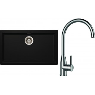 Set Schock S29-2 (dřez Kiruna N-100XL Night + baterie Kavus Nerez + komponenty Nerez)