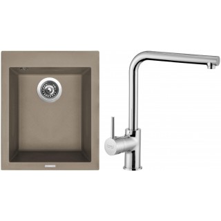 Set Sinks (dřez Cube 410 Truffle 54 + baterie Elka Chrom - lesklý)