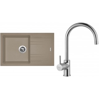 Set Sinks G4254 (dřez Linea 780 Truffle 54 + baterie Vitalia Chrom - lesklý)