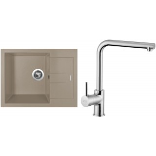 Set Sinks (dřez Amanda 650 Truffle 54 + baterie Elka Chrom - lesklý)