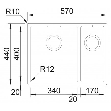 Kuchyňský dřez Sinks Box 570.1 RO 1,0 mm