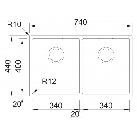 Kuchyňský dřez Sinks Box 740 DUO RO 1,0 mm