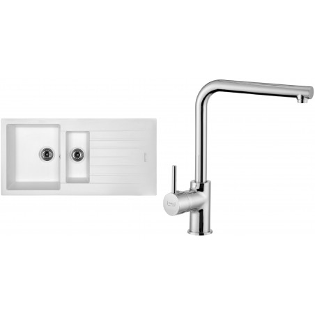 Set Sinks (dřez Perfecto 1000.1 Milk 28 + baterie Elka Chrom - lesklý)