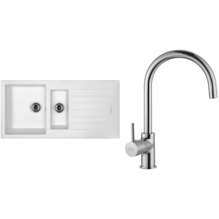 Set Sinks G16228 (dřez Perfecto 1000.1 Milk 28 + baterie Vitalia Chrom - lesklý)