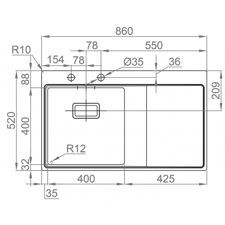 Kuchyňský dřez Sinks Xeron 860, pravý, 1,2 mm