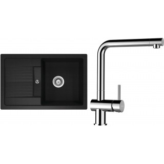 Set Schock S30-8 (dřez Lima D-100S Onyx + baterie Epos Chrom)