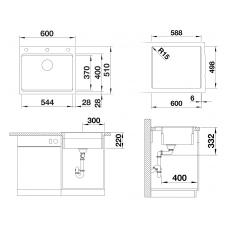 Kuchyňský dřez Blanco Etagon 6 Černá, bez příslušenství, s pojezdy