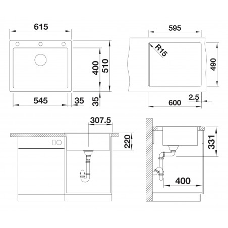Kuchyňský dřez Blanco Pleon 6 Kávová, bez příslušenství