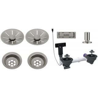 Odtoková sada Blanco v provedení Satin Platinum, pro dvě vaničky s excentrem