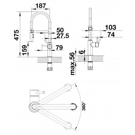 Kuchyňská baterie Blanco Catris-S Flexo Dark Steel