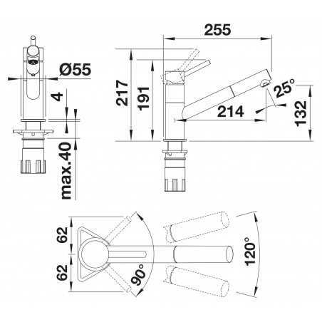 Kuchyňská baterie Blanco Kano-S Černá/chrom, beztlaková