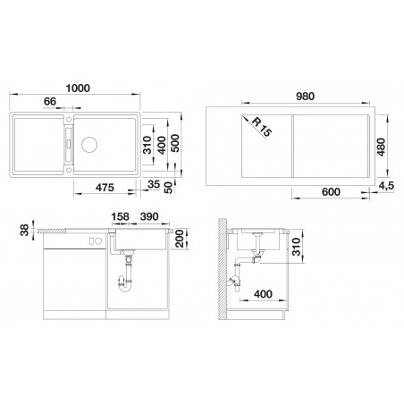 Kuchyňský dřez Blanco Adira XL 6 S Bílá, s mřížkou
