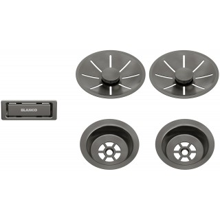 Sada komponent Blanco InFino v provedení Satin dark steel, pro dvě vaničky