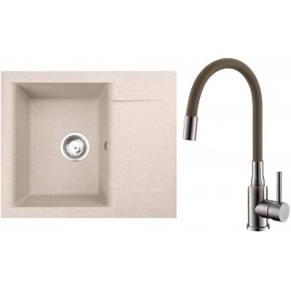 Set Alveus (dřez Gem 20 Beige 55 + baterie Mintas Béžová/Kartáčovaná ocel)