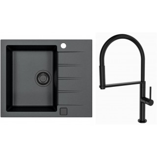 Set Alveus (dřez Cadit 10 Black Edition Black 91 + baterie Deep black Černá matná)