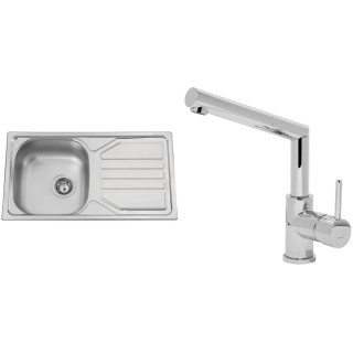 Set Sinks (dřez Okio 780 V 0,5 mm matný + baterie Mix 350 P Chrom - lesklý)