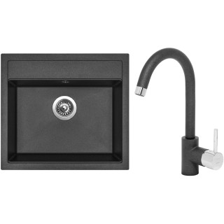 Set Sinks (dřez Solo 560 Metalblack 74 + baterie Mix 35 Metalblack 74)