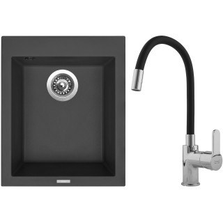 Set Sinks G8526 (dřez Cube 410 Pureblack 26 + baterie Flexia lesklá)