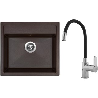 Set Sinks G8993 (dřez Solo 560 Marone 93 + baterie Flexia lesklá)