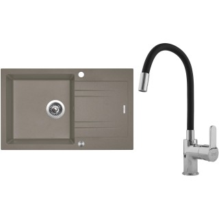 Set Sinks G4554XC (dřez Linea 780 XC Truffle 54 + baterie Flexia lesklá)