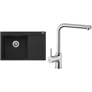 Set Sinks G5474 (dřez Rim 780 L Metalblack 74 levý + baterie Elka Chrom - lesklý)