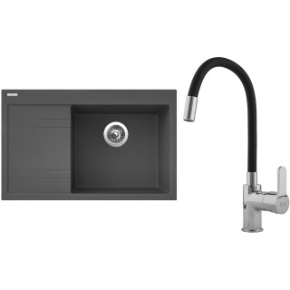 Set Sinks G6172 (dřez Rim 780 P Titanium 72 pravý + baterie Flexia lesklá)