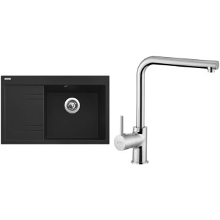 Set Sinks G6274 (dřez Rim 780 P Metalblack 74 pravý + baterie Elka Chrom - lesklý)