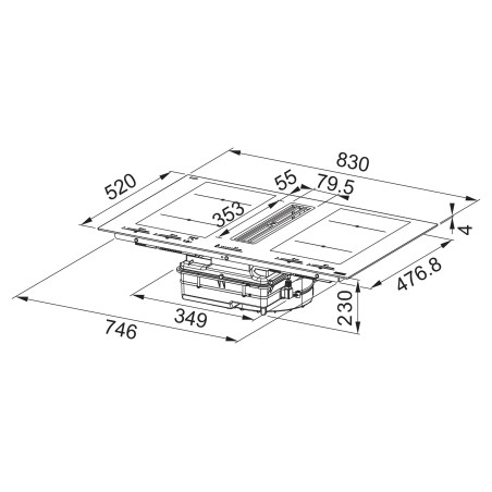 Odsavač par s indukční deskou Franke Maris 2Gether Steel FMA 8391 HI Černé sklo, pro vnější odtah