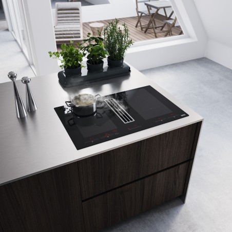 Odsavač par s indukční deskou Franke Maris 2Gether Steel FMA 8391 HI Černé sklo, pro vnější odtah