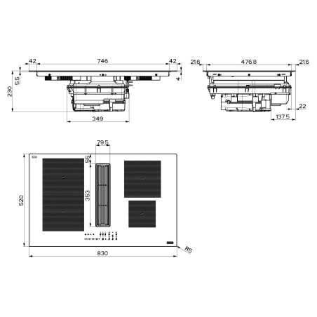 Odsavač par s indukční deskou Franke Maris 2Gether Minimal Black FMA 8381 HI Černé sklo, pro vnější odtah
