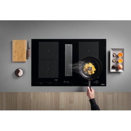 Odsavač par s indukční deskou Franke Mythos 2Gether Icon Steel FMY 8391R HI Černé sklo, pro recirkulaci