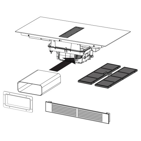 Odsavač par s indukční deskou Franke Maris 2Gether Minimal Black FMA 8381R HI Černé sklo, pro recirkulaci