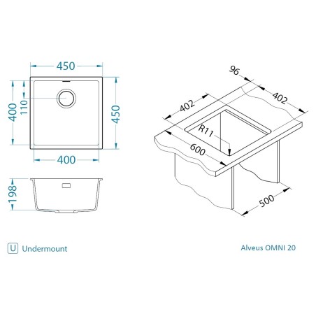 Kuchyňský dřez Alveus Omni 20 Terra 22