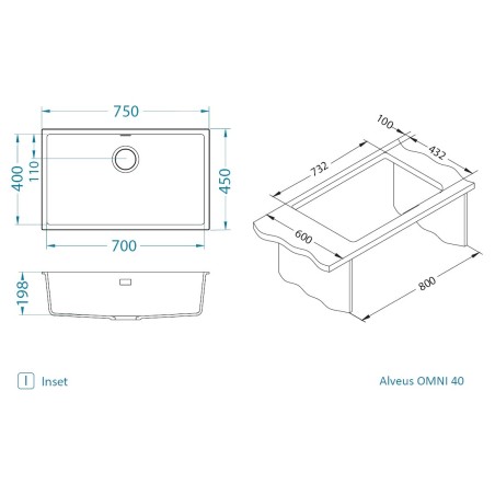 Kuchyňský dřez Alveus Omni 40 Deep Black 90