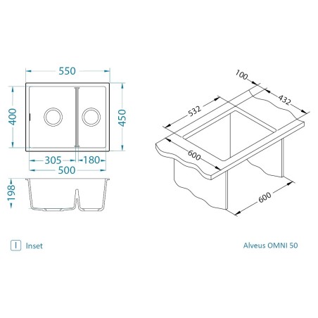 Kuchyňský dřez Alveus Omni 50 Beige 55