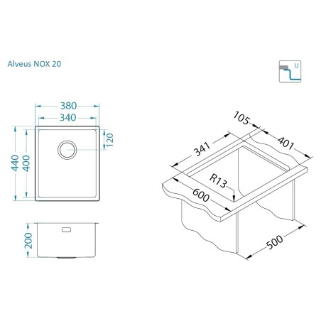 Kuchyňský dřez Alveus Nox 20