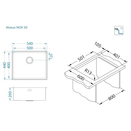 Kuchyňský dřez Alveus Nox 50