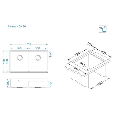 Kuchyňský dřez Alveus Nox 80