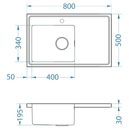Kuchyňský dřez Alveus Luxal 10 pravý, zvednutý lem