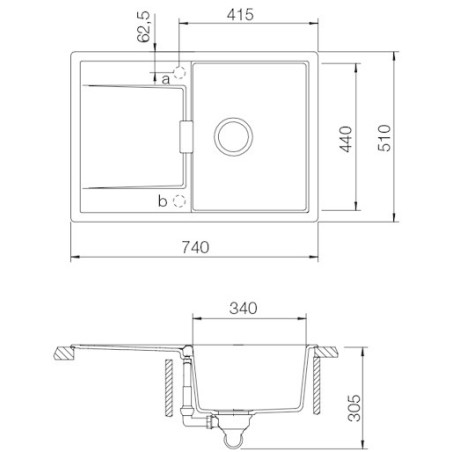 Kuchyňský dřez Schock Mono D-100S Bronze, montáž do roviny
