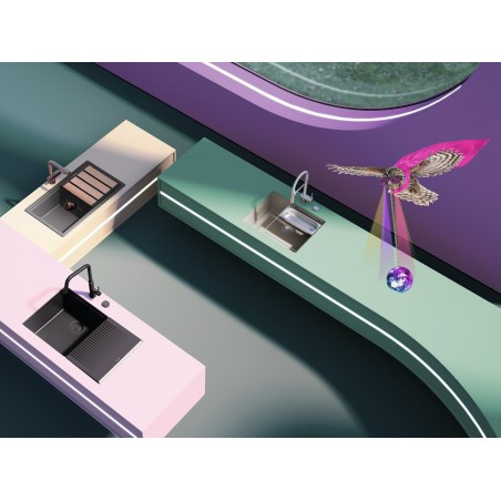 Kuchyňský dřez Schock Kiruna N-100 AllBlack Night, montáž do roviny