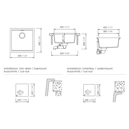 Kuchyňský dřez Schock Kiruna N-100 AllBlack Night, spodní montáž